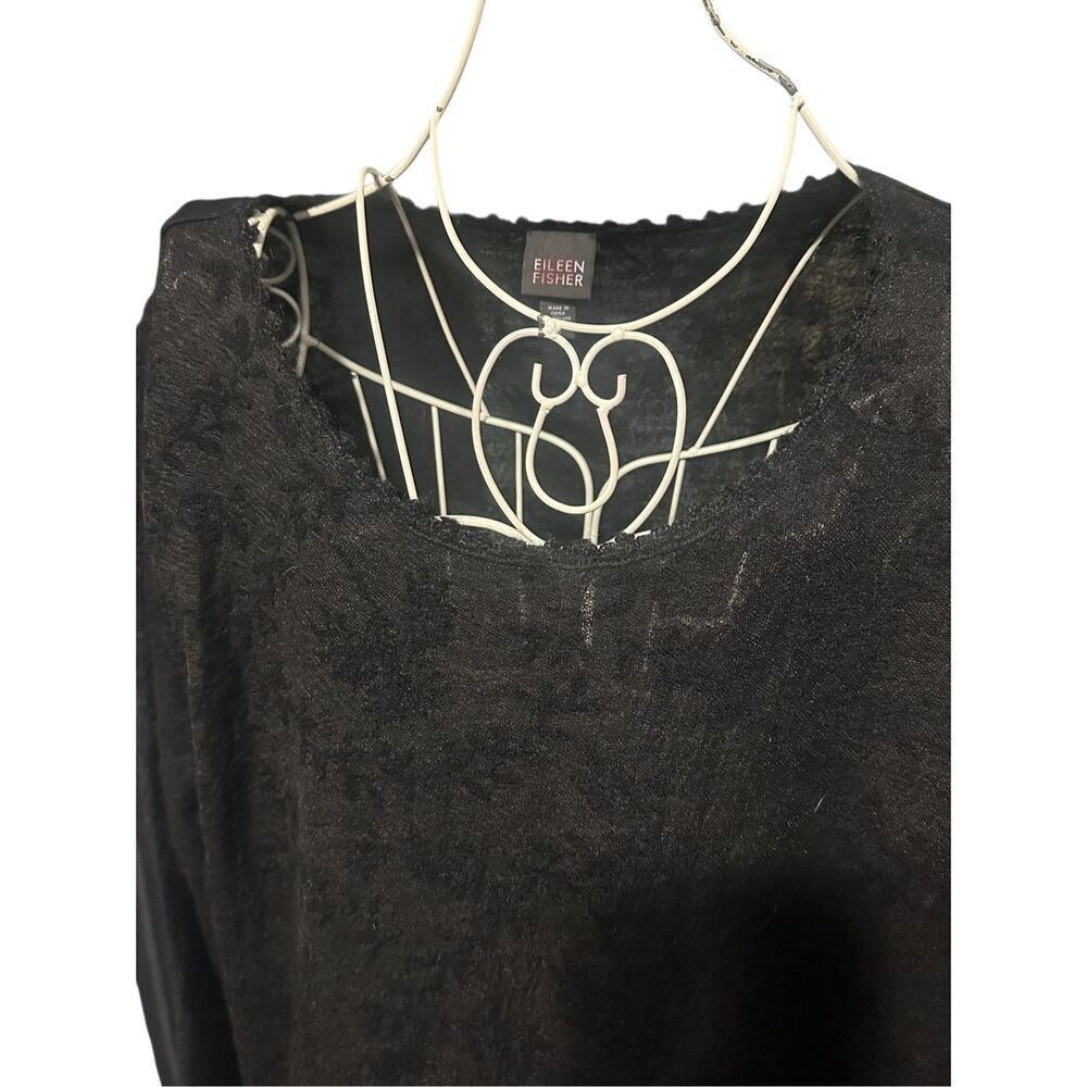 Eileen Fisher Floral Wool Blend Tunic Top Black Tunic Size‎ XL GOOD CONDITION - Picture 2 of 11